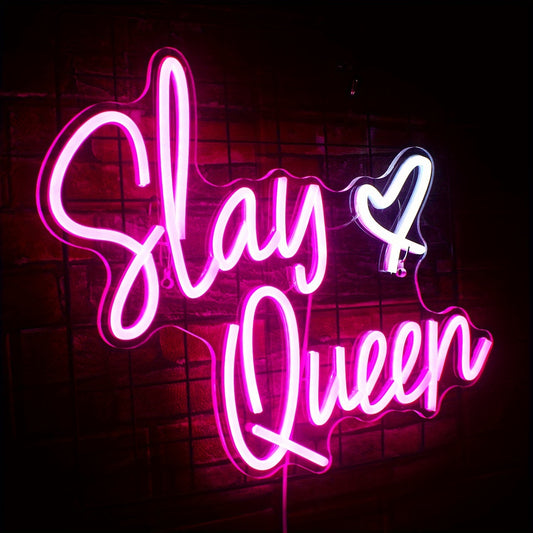 1pc Slay Queen Pink Neon Sign for Wall Decor